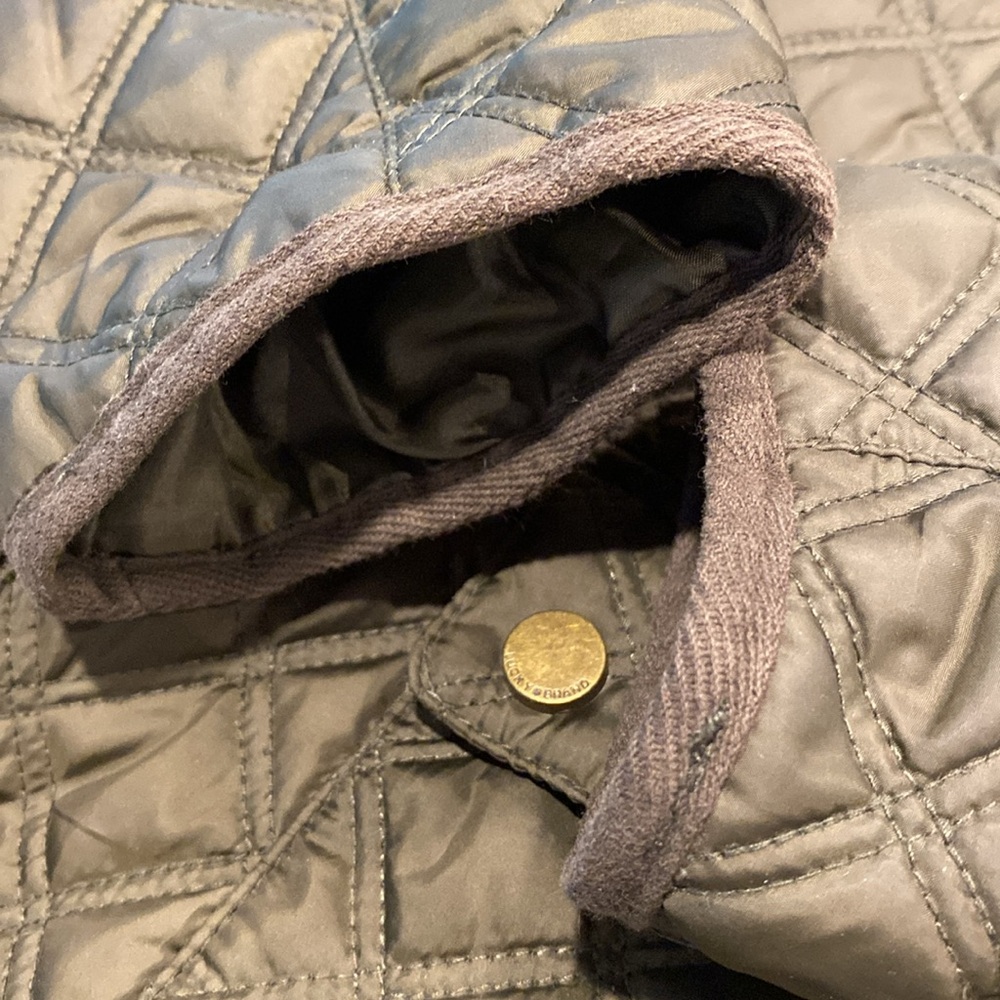 Lucky Brand Army Green Quilted Jacket Medium Full Zip Snap Coat - Picture 4 of 16